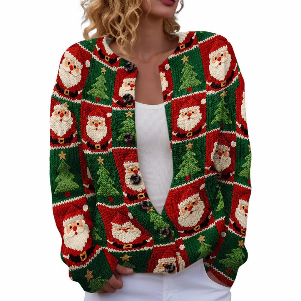 LXK-YK56 3D Print Christmas Cardigan Sweater