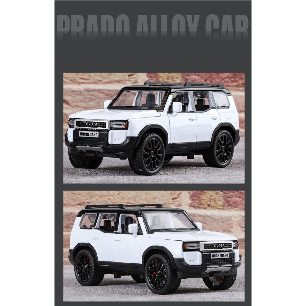 1/32 Toyota 2024 PRADO Land Cruiser Alloy Car Model Diecast Metal Off-road Vehicles Car Model Sound and Light Childrens Toy Gift