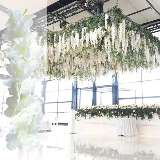 20/40Pcs 30CM Artificial Wisteria Flower Garland UV Resistant Home Wedding Party Fake Flower Garland Indoor Outdoor Hanging White Faux Bloom