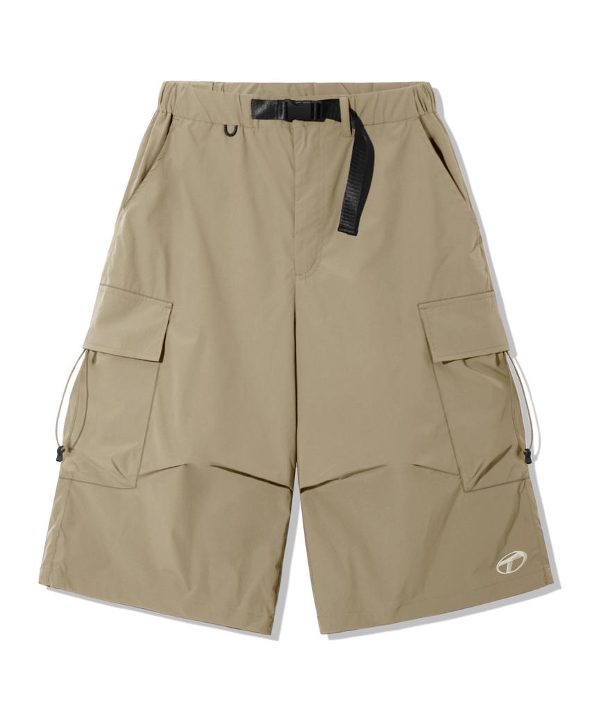 TRILLION Utility Belt Multi Cargo Bermuda Shorts_Beige