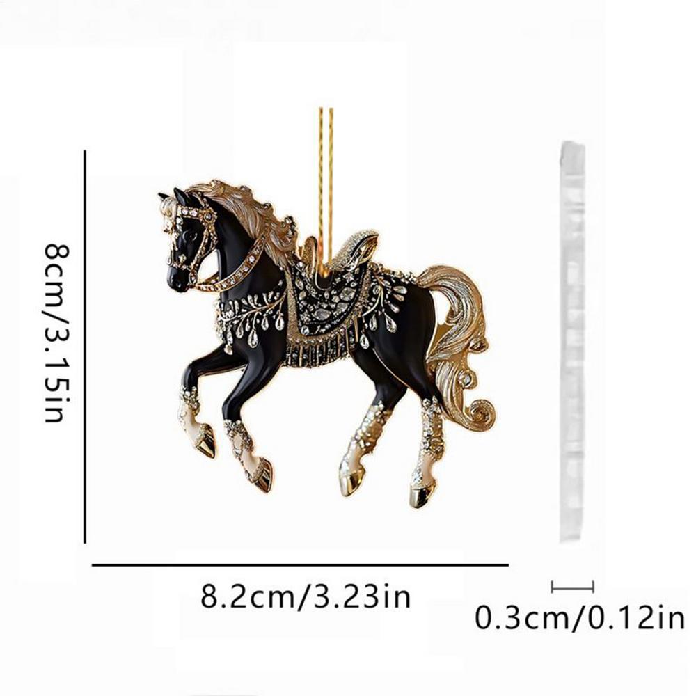 2D Flat Acrylic Horse Ornaments Figurine Decor Christmas Horse Decorations for Women Girl Home Holiday Tabletop Wall Pendant