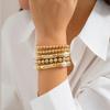 Retro Faux Pearl Metallic Bracelet Set: European & American Style, Simple Multi-Piece Beaded Designs