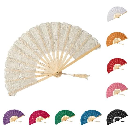 Lace Folding Fan with Tassel Hollow Ribs Vintage European Dance Performance Party Photo Props Portable Summer Hand Held Fan Women Girls Gift
