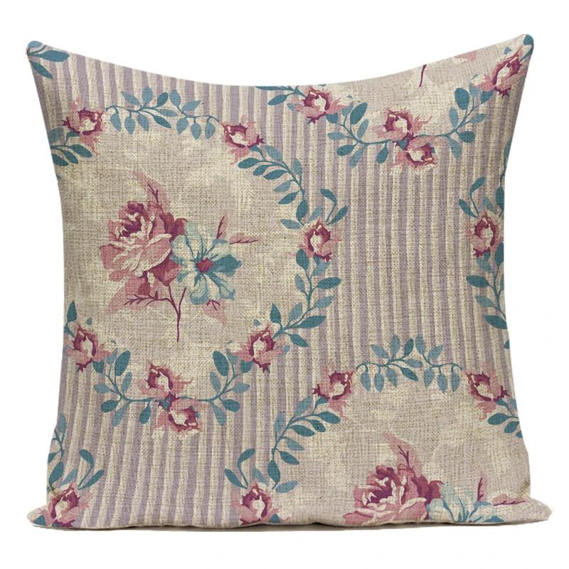 Vintage Style Flower Floral Polyester Decorative Pillow Cover Sofa Cushion Cover for Living Room Capa De Almofadas Pillowcase