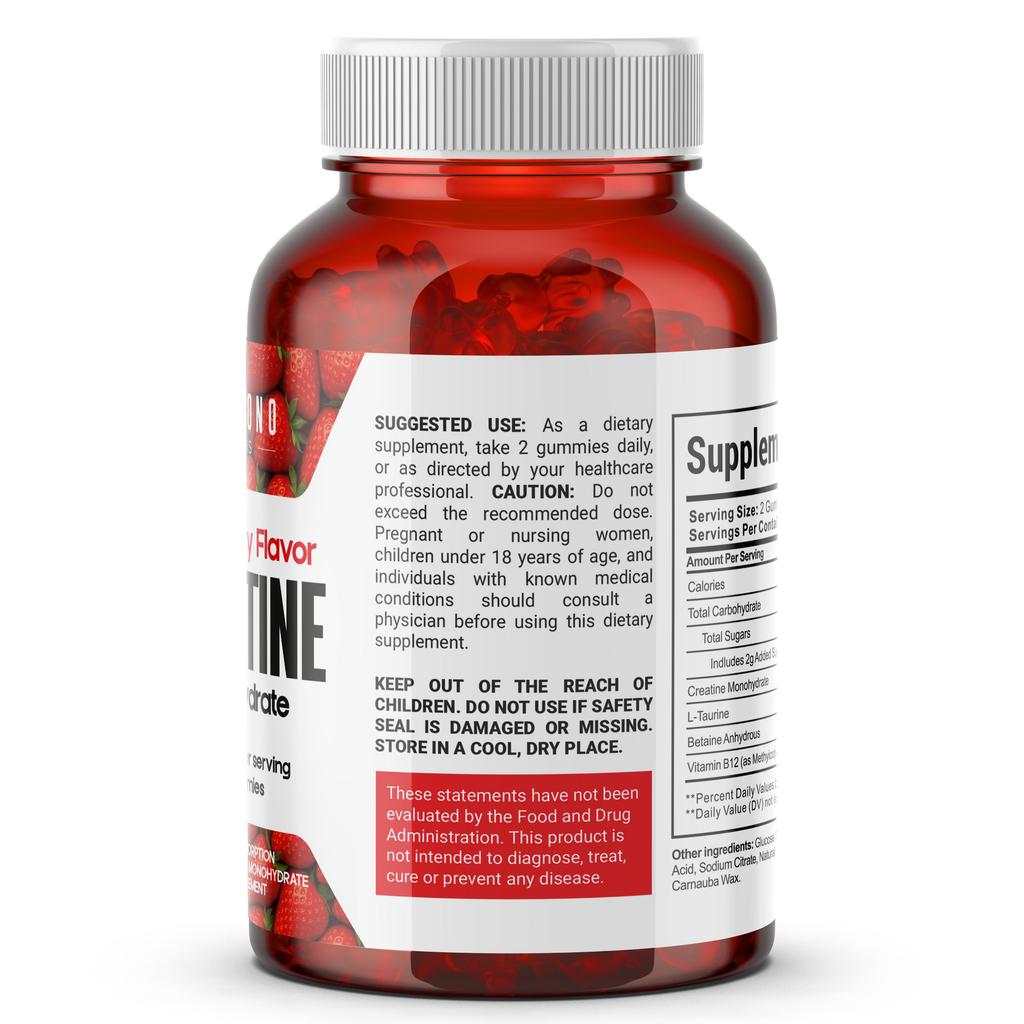 Kreatin-Monohydrat-Gummis 3000mg (Erdbeeren) / Kreatin-Monohydrat 3000mg, 60 Gummibärchen