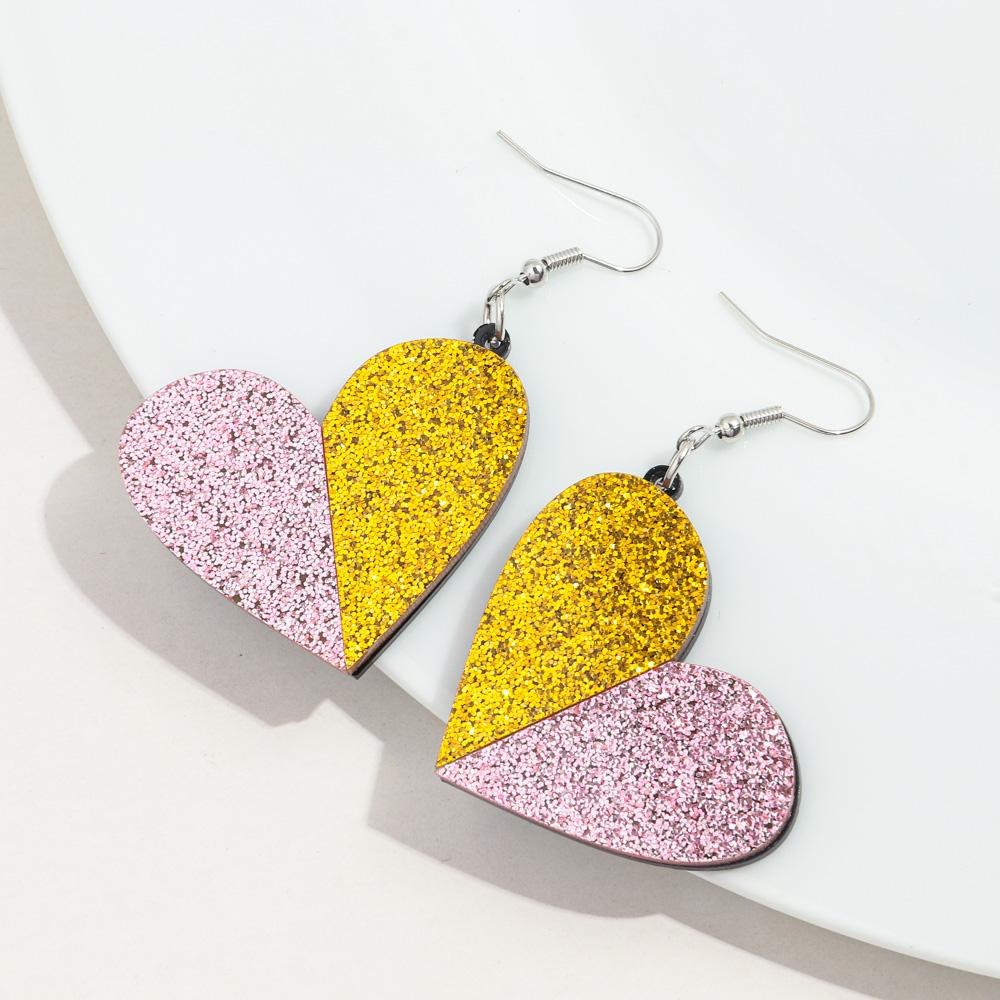 

New Valentine s Day Heart Acrylic Earring for Women Creative Gold Powder Dual Color Love-Shape Drop Earrings Trendy Jewelry Gift