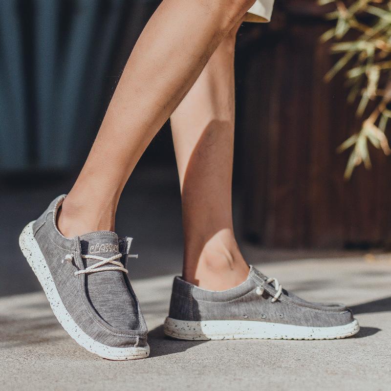 British style four-season casual shoes men's large size canvas loafers independent station driving shoes