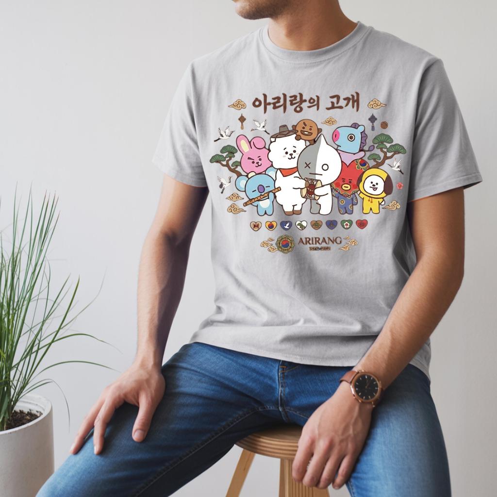 BTS BT21 Cute Graphics Unisex Shirt Kpop Korean Style 2026 Summer New Cotton Men's Women's Y2k Streetwear Tshirt Fan Gift