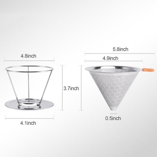 Honeycombed Stainless Steel Coffee Filter Reusable Pour Over Dripper Cone Filter