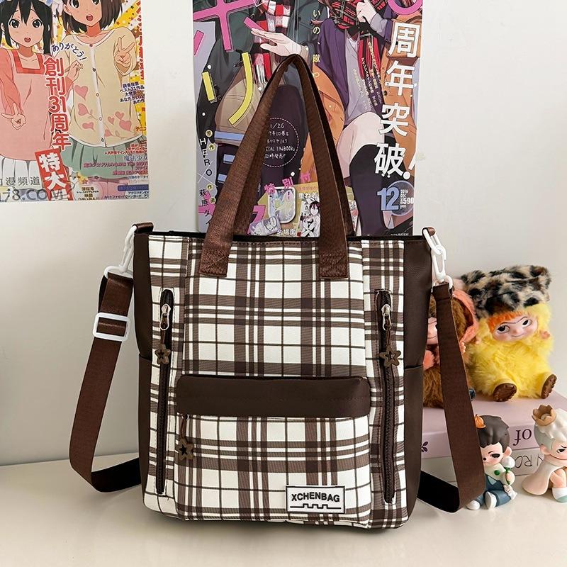 Schoolbag1011 New Plaid Backpack, Student Schoolbag, Women's Large-capacity, Lightweight and Simple, Junior High School Student Shoulder Make-up Bag