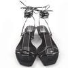 Excellent THE ROW Sandals GRAPHIC STRAP KITTEN Square Toe Leather Black Women 35 Used