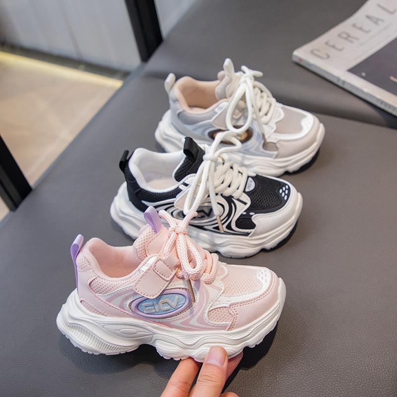 Girls' sports shoes 2025 spring and autumn new breathable mesh shoes soft-soled running shoes boys' dad shoes fashion casual shoes