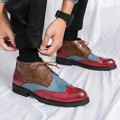 Bottes de luxe à lacets pour hommes, chaussures Oxford tendance, bottes de moto de créateur pour l'automne et l'extérieur, bottes brogue en cuir pour hommes