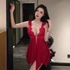 Sexy pure desire mesh nightdress chest pad erotic underwear women's perspective lace seduction pajamas