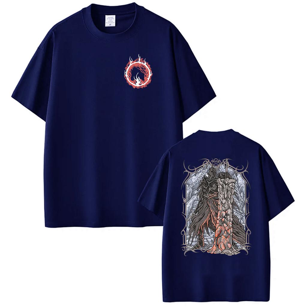 Dark Souls Knight Graphic TShirts Unisex Game Player Cosplay Short Sleeve T Shirt Men Retro Oversized Cotton Tshirt Streetwear