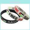 Braccialetto da polso in silicone unico Free Palestine in accattivante bianco e nero