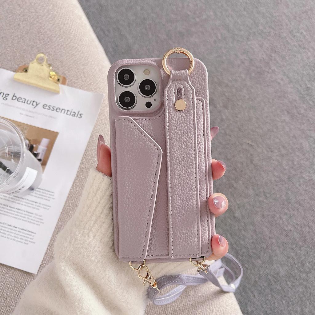 Crossbody Cards Solt Wallet Wristband Bag Case For iPhone 15 16 Pro Max 14 Plus 13 12 11 7 8 Se 2022 Lanyard Pocket Litchi Cover