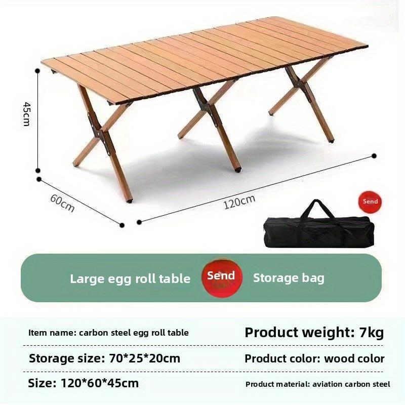 Camping Folding Chair Outdoor Portable Lightweight Beach Chair with Egg Roll Table Set for Picnic BBQ and Travel