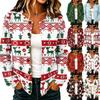 Women's Casual Long Sleeve Christmas Print Knit Cardigan Sweater with Button Front