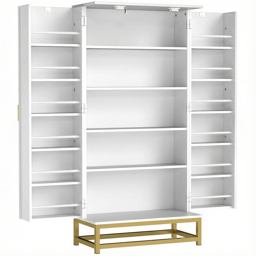 Kitchen Cabinet Kitchen Storage Unit with 12 Door Shelves, Adjustable Shelves, 58x29x119.5cm, White