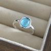 925 Sterling Silver Rings for Women Couple Minimalist Handmade Simple Blue MoonStone Ring Set Party Jewelry Gift Prevent Allergy