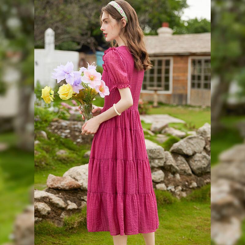 Elegant V-Neck Ruffle Trim Puff Sleeve A-Line Maxi Dress
