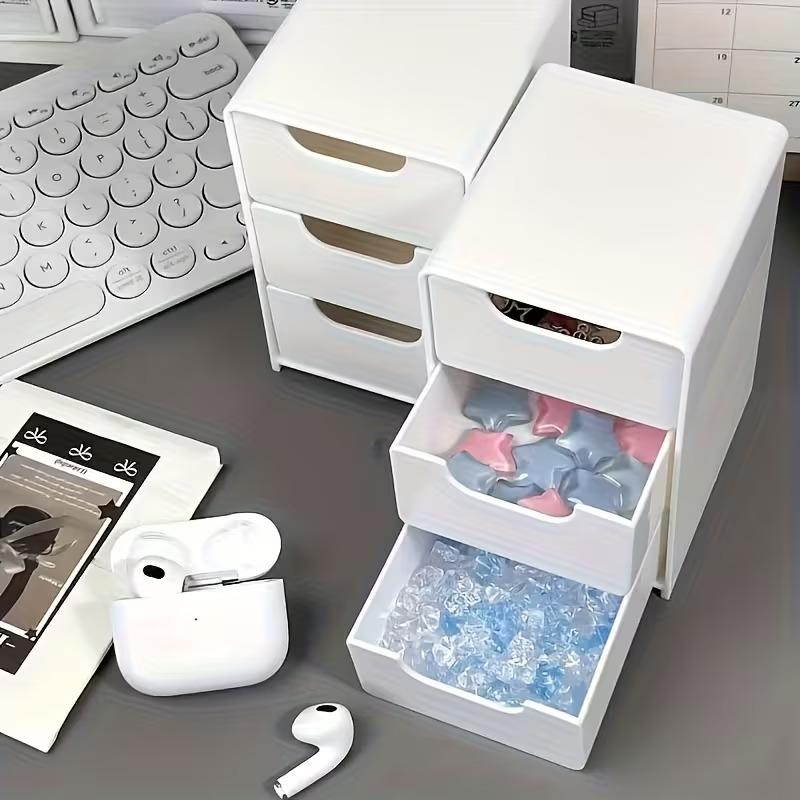 1pc Mini Desktop Storage Box with Drawer - White Space-Saving Plastic Organizer Tray Suitable for Home Office, Bathroom, Desk - Multi- Drawer Unit