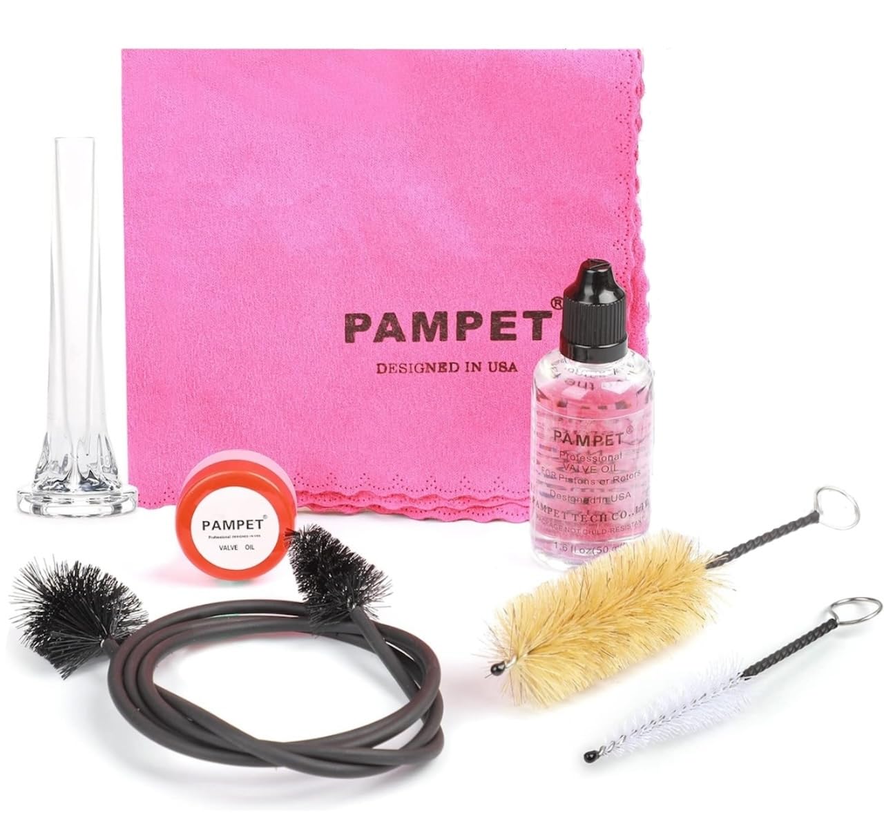 

PAMPET Trumpet Cleaning and Maintenance 7-Piece Set | Brass Instrument Cleaning Kit | Includes Plastic Mouthpiece | Japanese Instructions with QR Code