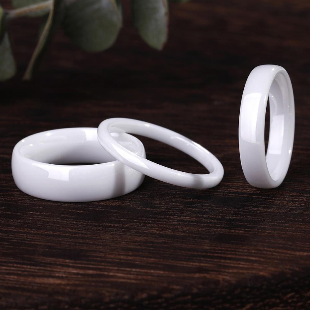 Kolmnsta 2mm 4mm 6mm Weißer Keramikring Herren Damen Ringe Anti-Allergie Poliertes Design Anillos Sanfter Hochzeits-Verlobungsring