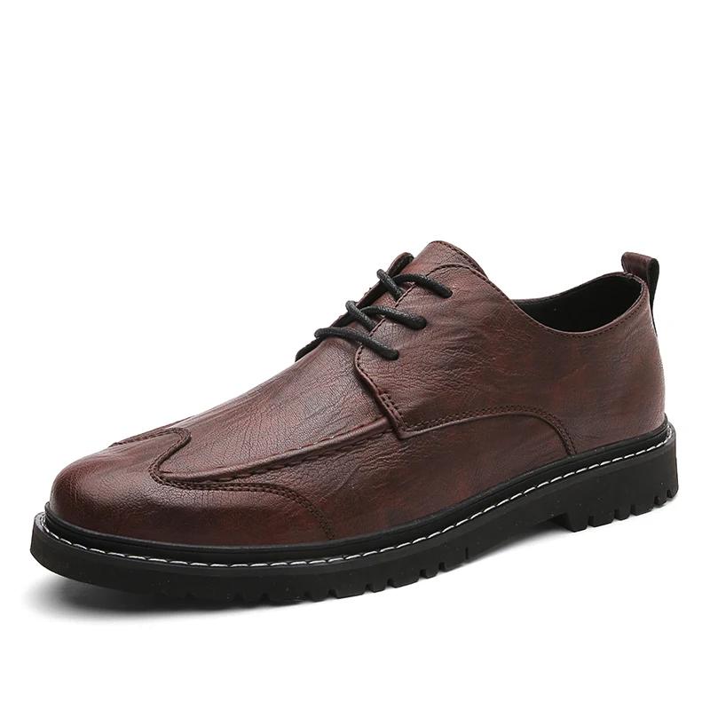 

Fashion Mens Casual Shoes Spring Autumn New Designer Leather Handmade Shoes Breathable Outdoor Business Casual Leather Men Shoes 38 коричневый