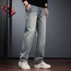 American Retro Washed Jeans Men's Autumn and Winter Loose Straight Fleece Pants Large Size Trendy Casual Tooling Trousers