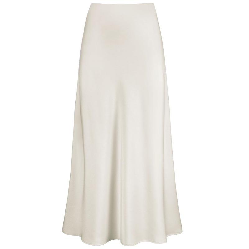 Spring and Autumn Women's Elegant Rayon Satin Skirt, High Waist, Fishtail Skirt, Solid Glossy A-line Office Skirt