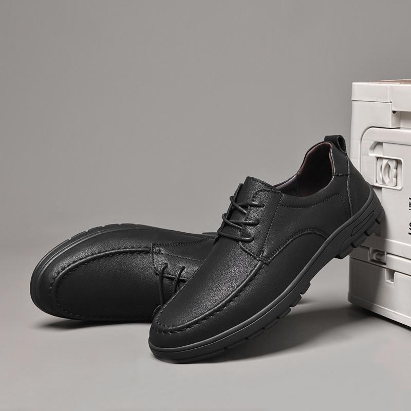 Fashion Men's Lace Up Oxford Shoes Outdoor Male Formal Dress Footwear Genuine Leather Casual Shoes Leisure Walk Shoes Sneakers