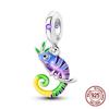 925 Silver Chameleon Charms Bead Colorful Sketchpad Dangle Zirconium Clip for Bracelet Necklace DIY Jewelry