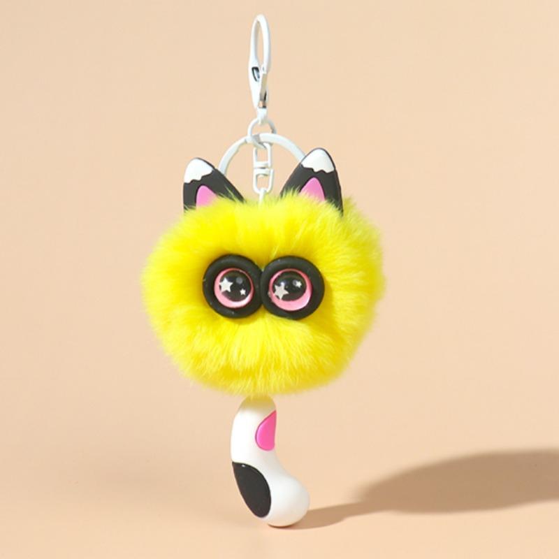 Niedlicher Rexkaninchenhaar Kätzchen Schlüsselanhänger Anhänger Mädchen Herz Plüsch Cartoon Puppe Puppe Taschenzubehör Geschenk