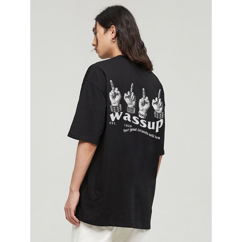 Wassup Heods Retro Trendy Brand Couple T-Shirt Summer New Product American Casual Heavyweight Round Neck Short Sleeve for Men and Women