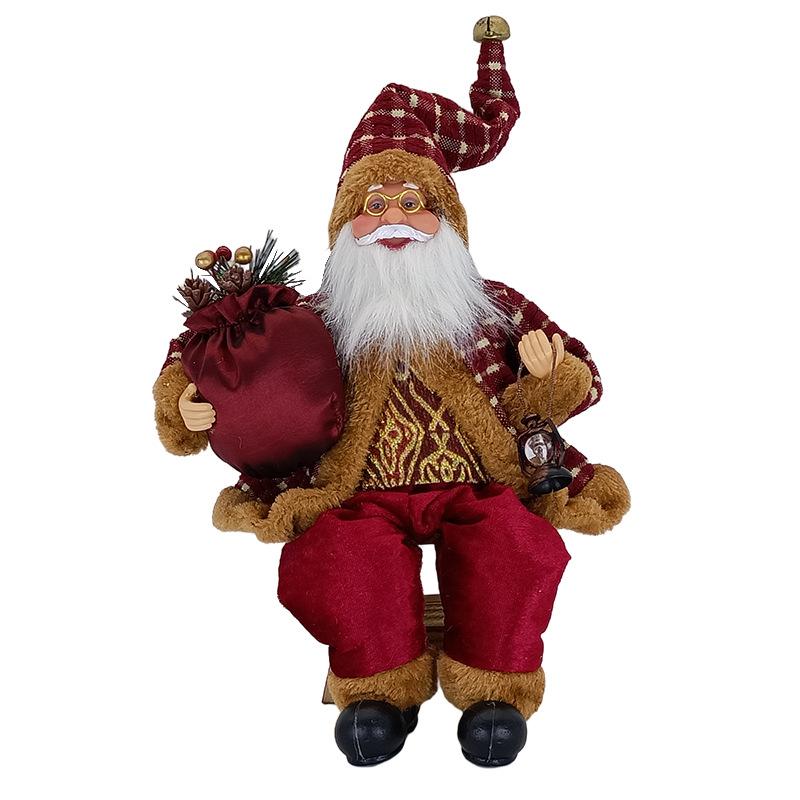 Santa Claus Seated Figurine Christmas Scene Doll Decorations Holiday Gift