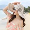 Ht1676  New Fashion Women Hat Korea Style Flower Packable Large Wide Brim Hat Anti-Uv Adjustable Ladies Floppy Beach Sun Hat
