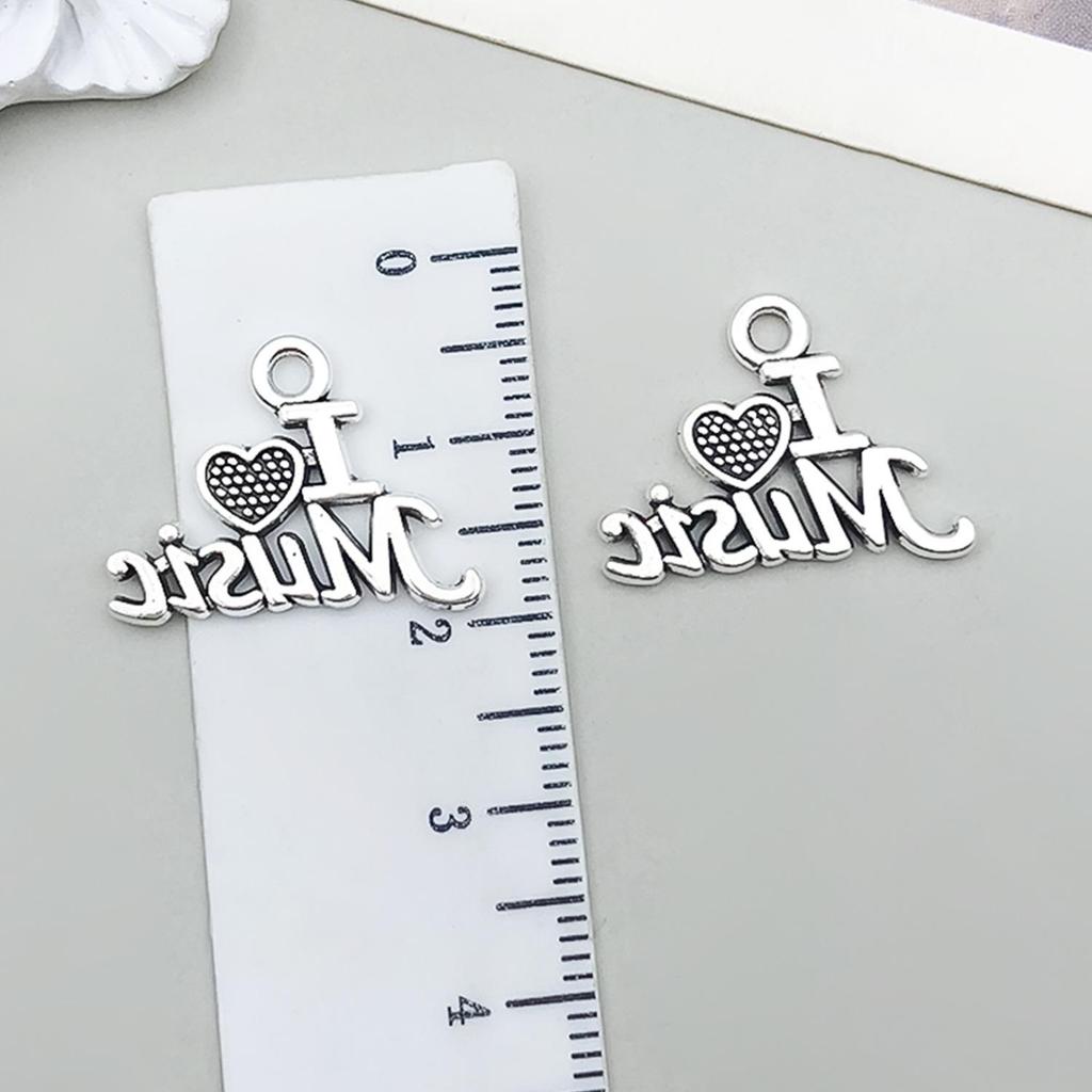 Starožitný stříbrný slitinový přívěsek ve tvaru noty na kytaru pro DIY šperky