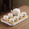 Jade Porcelain Tea Set Chinese Kung Fu Tea Pot Ceramic Tea Cup White Porcelain Set Household Large Capacity Handle Pot