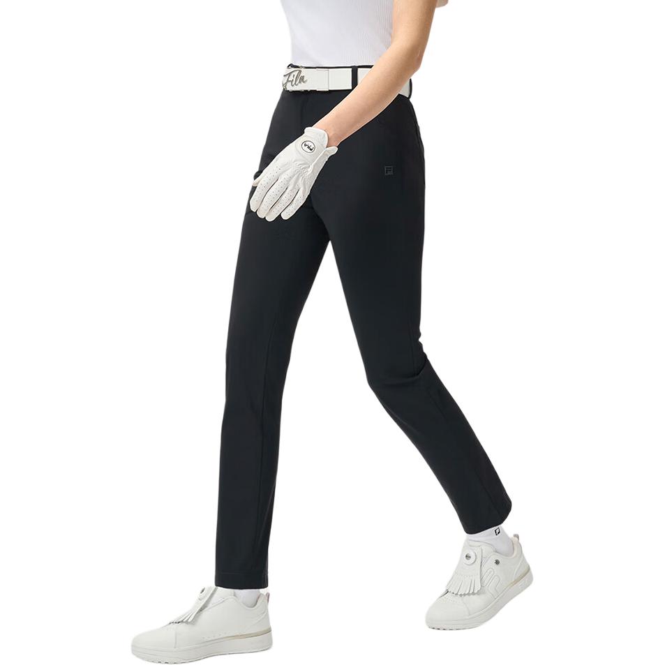 FILA Athletics Golf Series Fashion Solid Color Comfortable Straight Leg Knit Sports Pants Women bottoms Deep-Black A11W525603F-BK