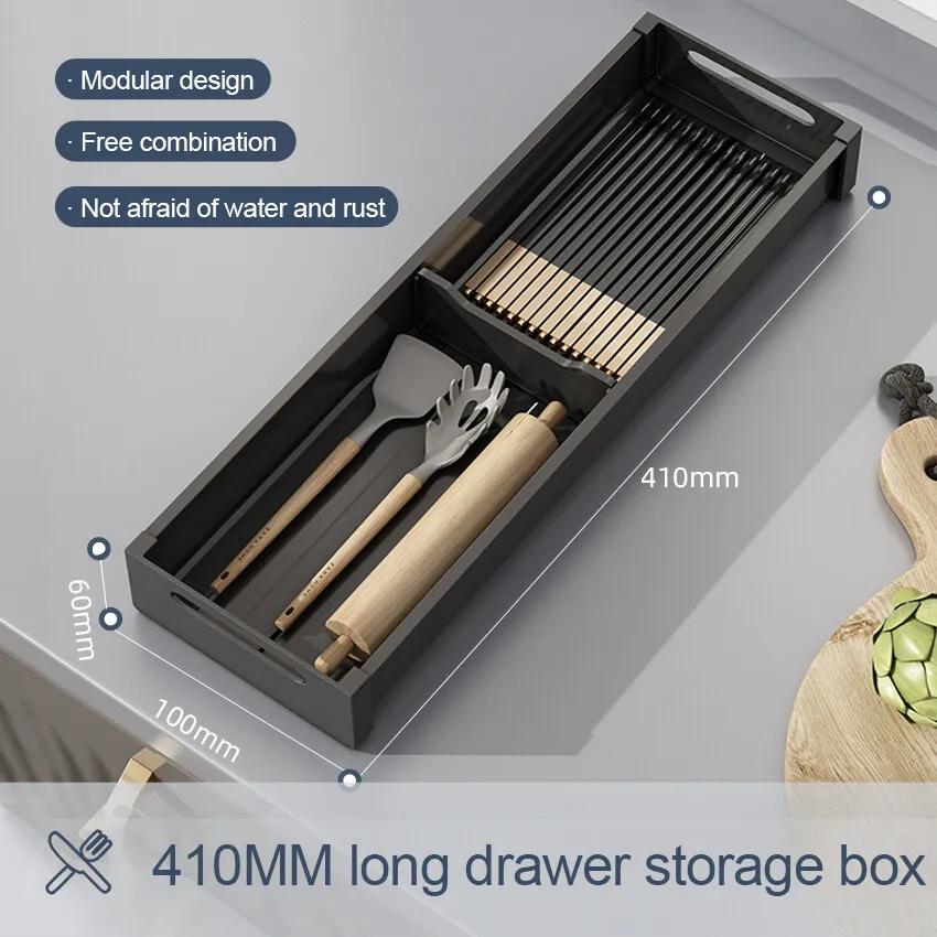 Kitchen Cabinets Tableware Storage Boxes Adjustable Accessories Knives Forks Chopsticks Spoons Classification Organizer Basket