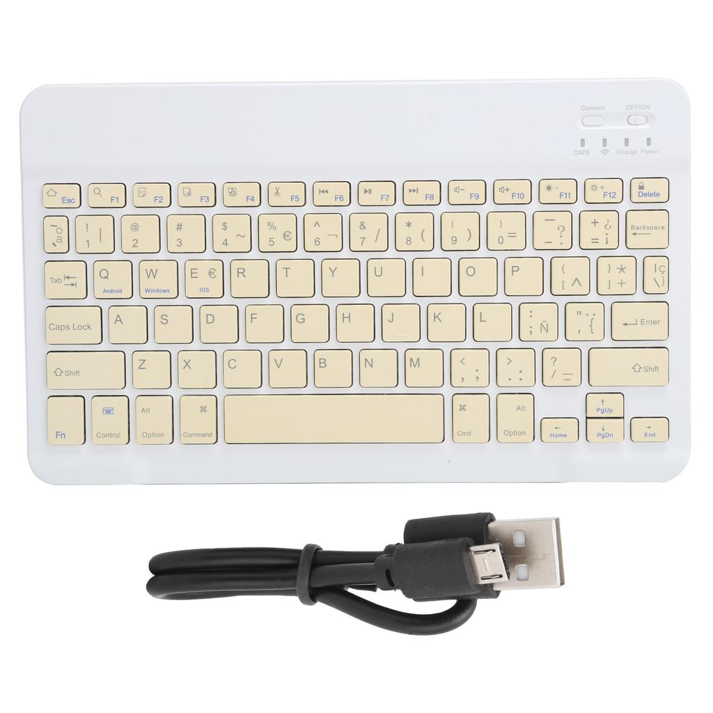 Bærbart Mini Trådløst Bluetooth Tastatur Spansk for IpadSamsungXiaomiHuawei Nettbrett PCGult