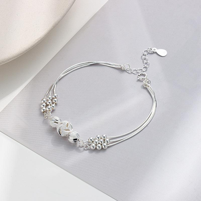 Luxury 925 Silver Bracelet for Women Vintage Adjustable Lucky Beads Ball Jewelry Designer Gift