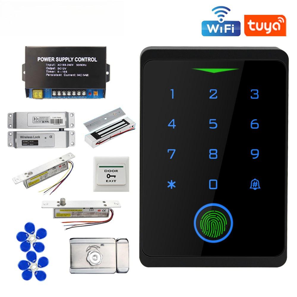 WIFI RFID Access Control System Fingerprint Gate Opener Smart Home Security Digital Electronic Magnetic Door Lock Kit