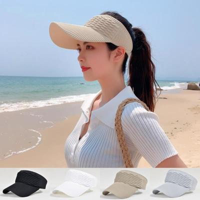 Letní anti-Uv čepice na opalování Ženy Prázdný cylindr Cestování Pláž Outdoor Sport Čepice kšiltu Pletená baseballová čepice