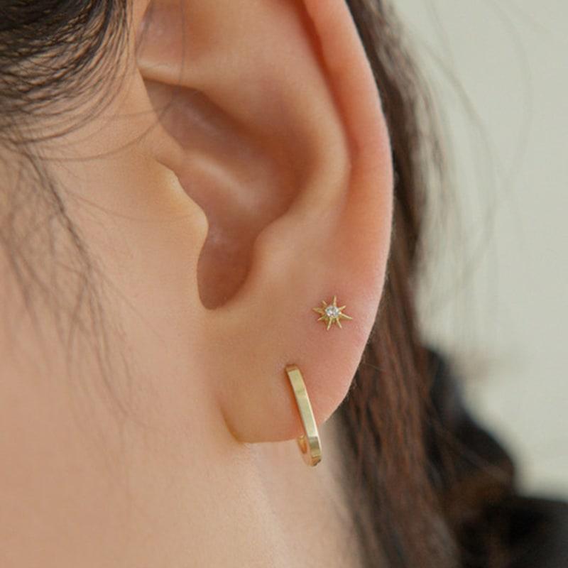 LUNNE 14k Cubic Zirconia Piercing Earrings (14k Gold) S11