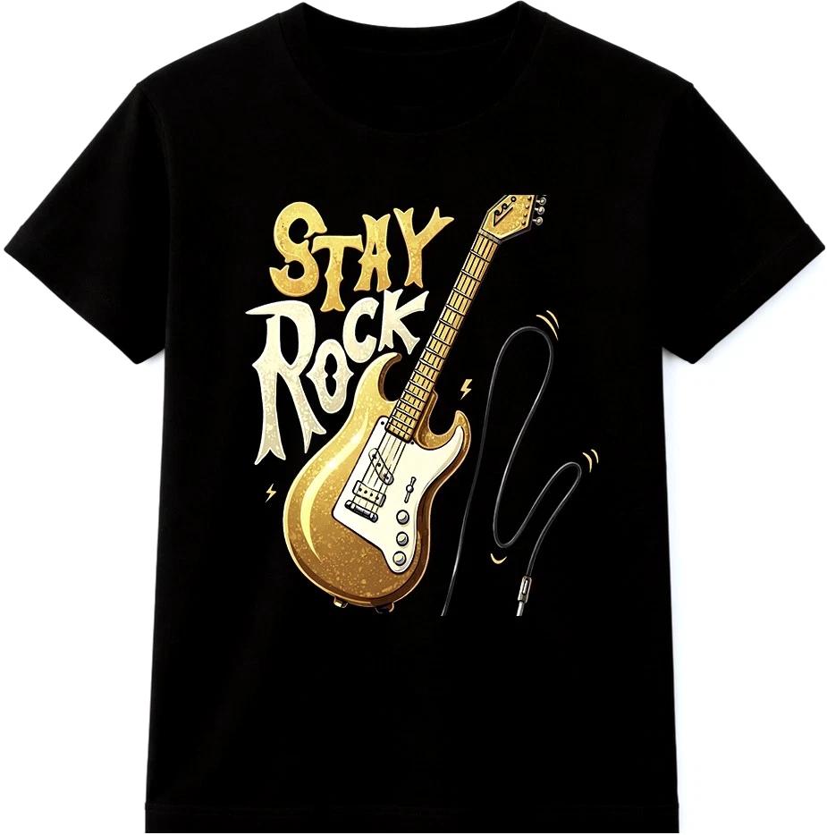 Electric Guitar T Shirt Rock n Roll Rock Music Band Lover Tee Shirt L