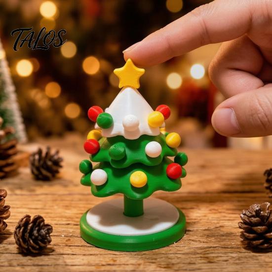 Holiday Home Decor Gifts 3D Printed Mini Dancing Christmas Tree Figurine, 360° Rotatable Fun Interactive Figures Toy, Cute Xmas Desktop Ornament,