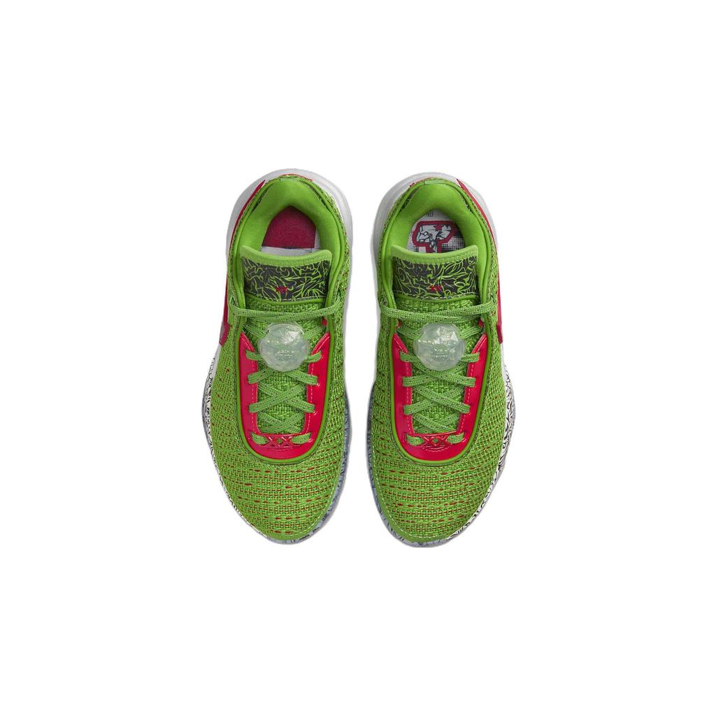 Nike LeBron 20 GS Strumpffüller Kinder Sneaker Grün Apfelgrün Universitätsrot DQ8646-300